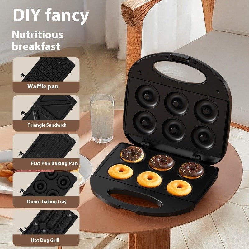 Sandwichière multifonction 850W pour petit-déjeuner — Noir/Blanc, 2-3 personnes - IVOIRART.COM