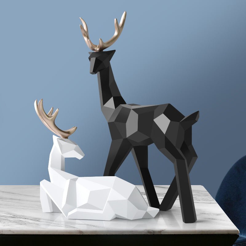 Sculpture de Cerfs en Résine Statue de Cerf Décoration Maison Moderne Élégante - IVOIRART.COM