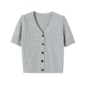SE gilet alpaga gris tricoté cardigan col V décontracté tailles S M L urban 2529 - IVOIRART.COM