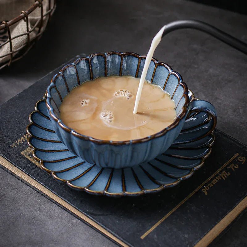 Service à café rétro japonais en céramique – tasse et assiette, 220 ml, style authentique - IVOIRART.COM
