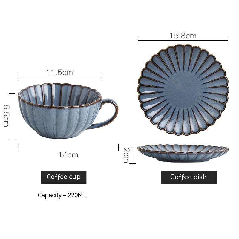 Service à café rétro japonais en céramique – tasse et assiette, 220 ml, style authentique - IVOIRART.COM