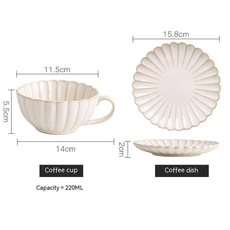 Service à café rétro japonais en céramique – tasse et assiette, 220 ml, style authentique - IVOIRART.COM