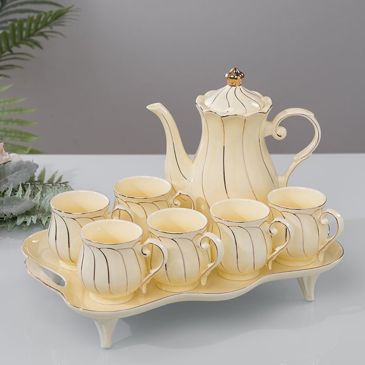Service à thé en céramique 'Water' - Vaisselle légère et luxueuse pour la maison. - IVOIRART.COM