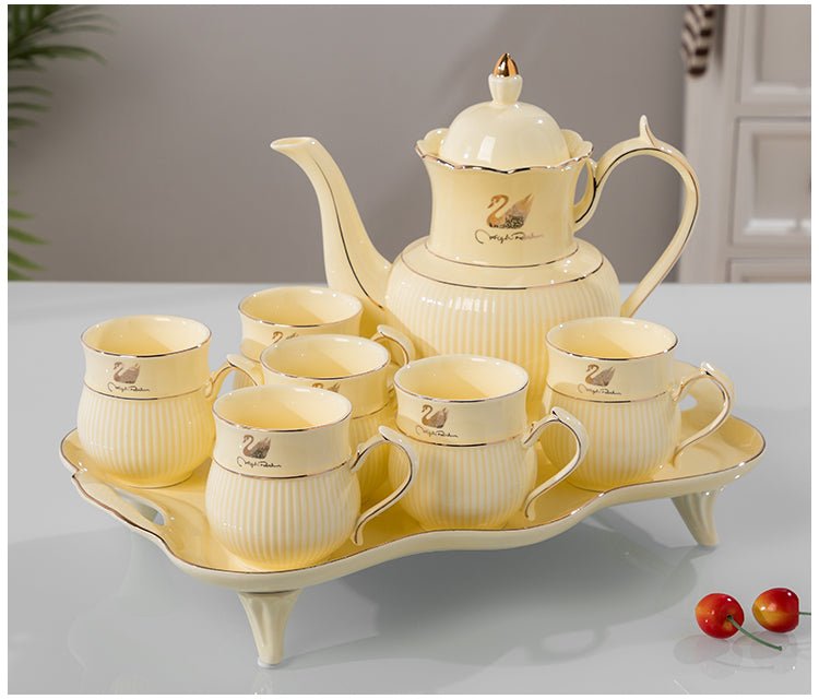 Service à thé en céramique 'Water' - Vaisselle légère et luxueuse pour la maison. - IVOIRART.COM