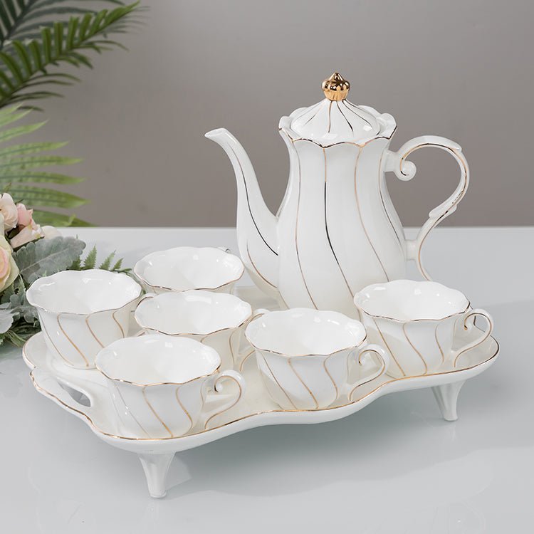 Service à thé en céramique 'Water' - Vaisselle légère et luxueuse pour la maison. - IVOIRART.COM