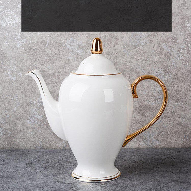 Service de Thé Après-Midi en Porcelaine Fine, Tasse et Sous-Tasse Peintes Or - IVOIRART.COM