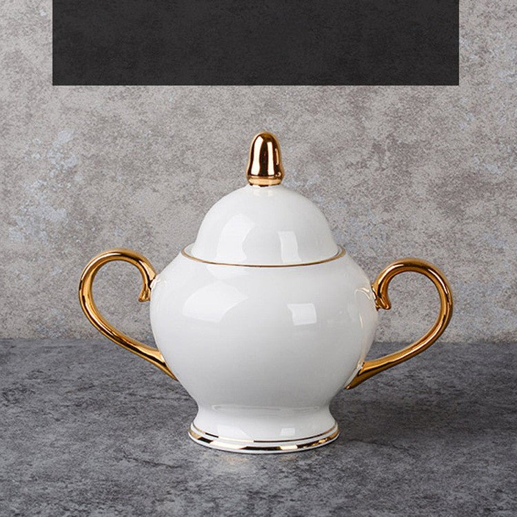 Service de Thé Après-Midi en Porcelaine Fine, Tasse et Sous-Tasse Peintes Or - IVOIRART.COM