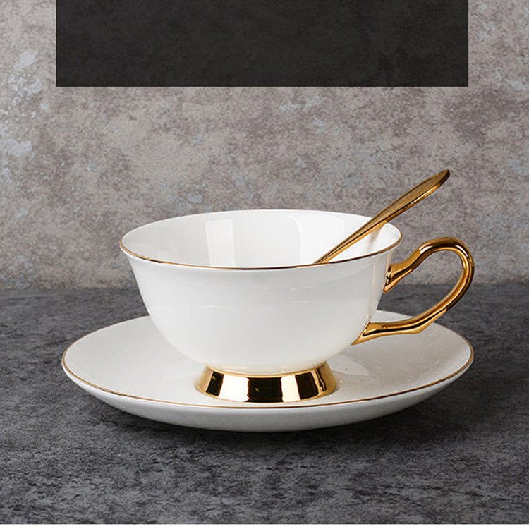 Service de Thé Après-Midi en Porcelaine Fine, Tasse et Sous-Tasse Peintes Or - IVOIRART.COM