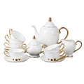 Service de Thé Après-Midi en Porcelaine Fine, Tasse et Sous-Tasse Peintes Or - IVOIRART.COM
