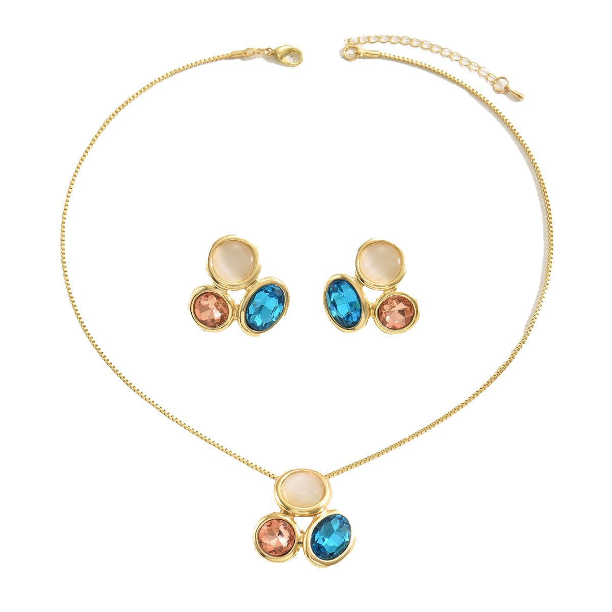 Set bijoux femmes style japonais coréen, collier long clavicule forêt et boucles - IVOIRART.COM