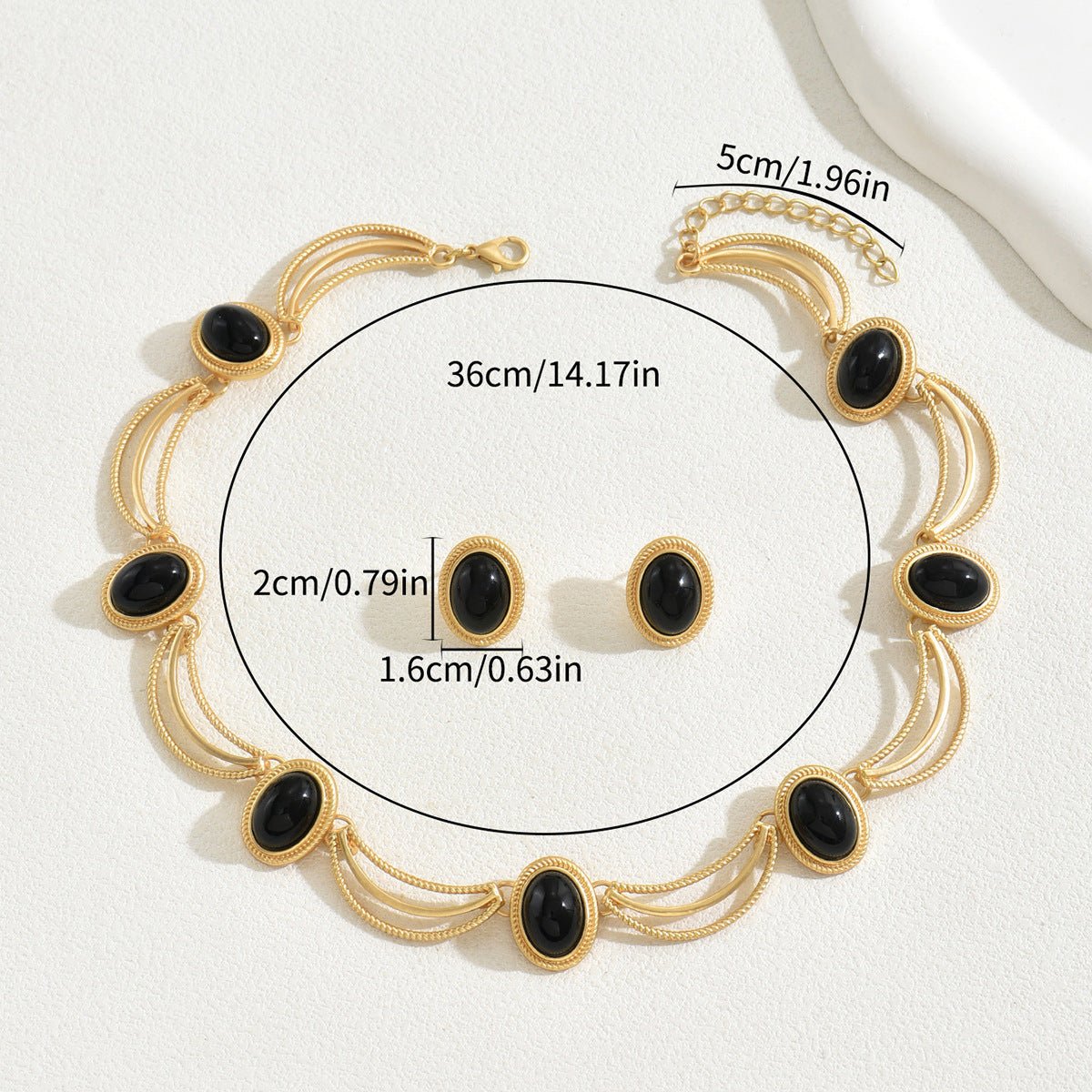 Set bijoux vintage européen-américain: collier clavicule long et boucles zircones - IVOIRART.COM