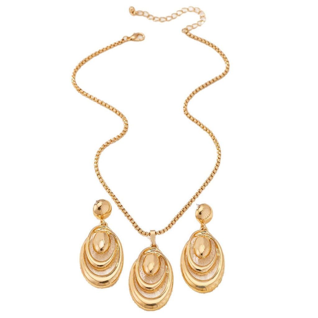 Set de bijoux femmes euro-américain — pendentif goutte et cercle géométrique Or. - IVOIRART.COM