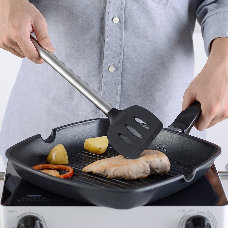 Set d'Ustensiles de Cuisine en Silicone avec Spatule et Cuillère, 16 pièces noir - IVOIRART.COM