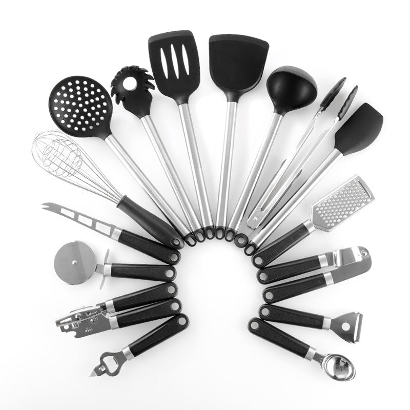 Set d'Ustensiles de Cuisine en Silicone avec Spatule et Cuillère, 16 pièces noir - IVOIRART.COM
