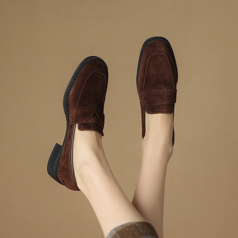 Sheepskin Chunky Heel Pumps Women Spring Concise - IVOIRART.COM