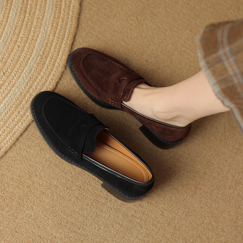 Sheepskin Chunky Heel Pumps Women Spring Concise - IVOIRART.COM