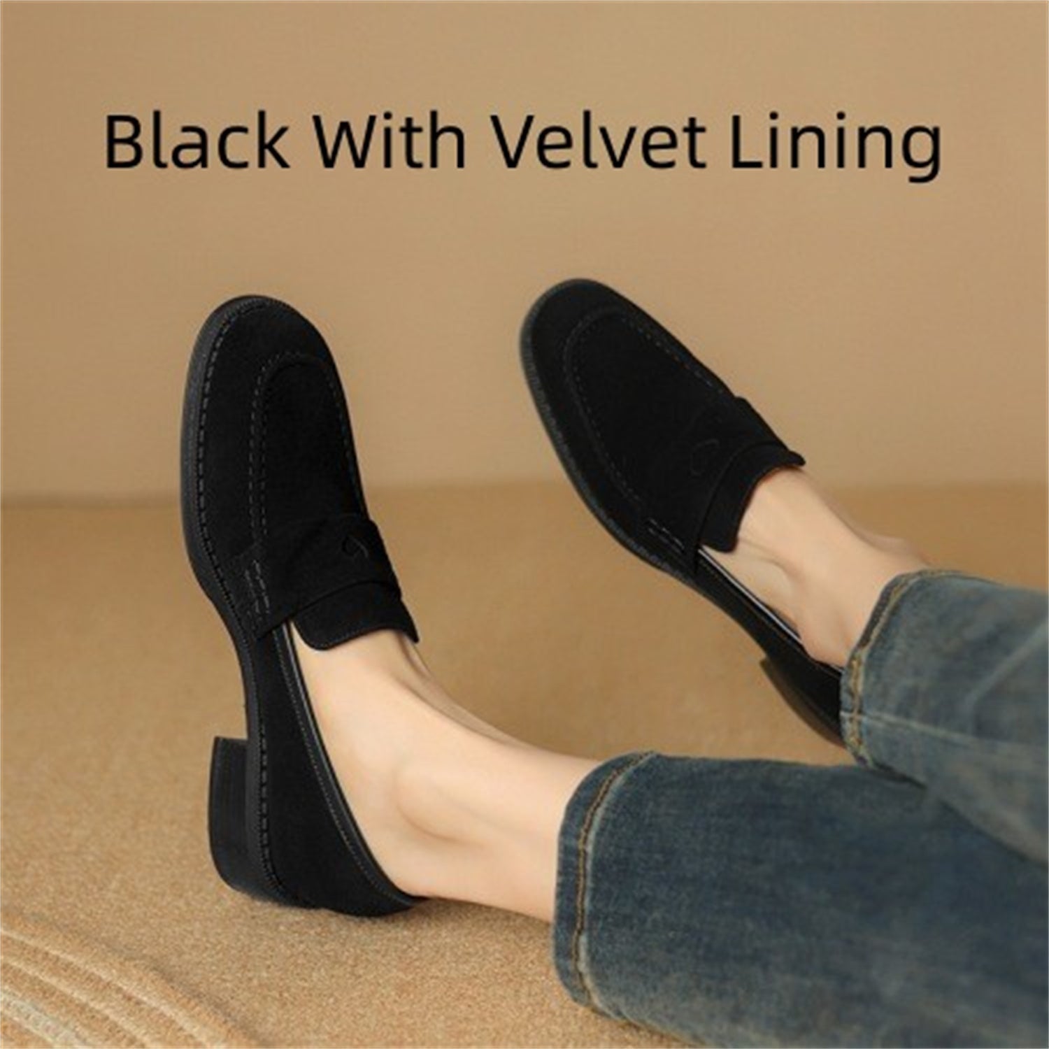 Sheepskin Chunky Heel Pumps Women Spring Concise - IVOIRART.COM