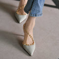 Sheepskin Pointed Toe Stiletto Heel Shoes Side Empty High Heel Sandals - IVOIRART.COM