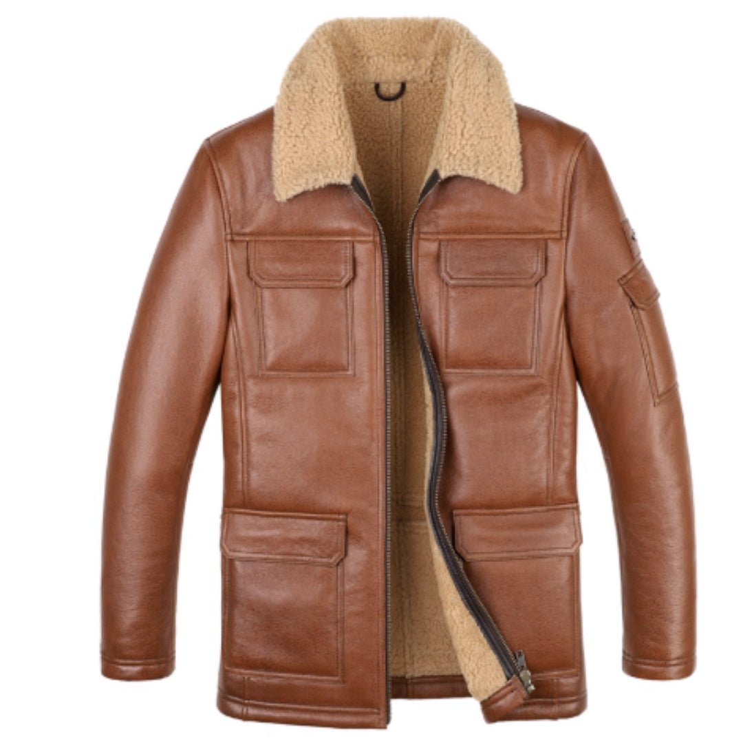 Sheepskin Trench Coat Lapel Jacket - IVOIRART.COM