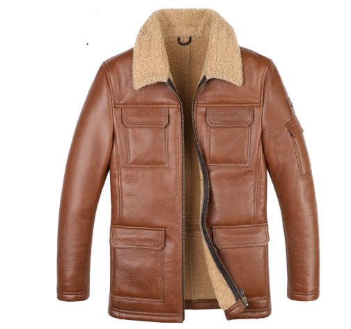 Sheepskin Trench Coat Lapel Jacket - IVOIRART.COM