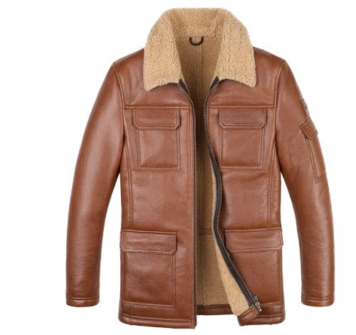 Sheepskin Trench Coat Lapel Jacket - IVOIRART.COM