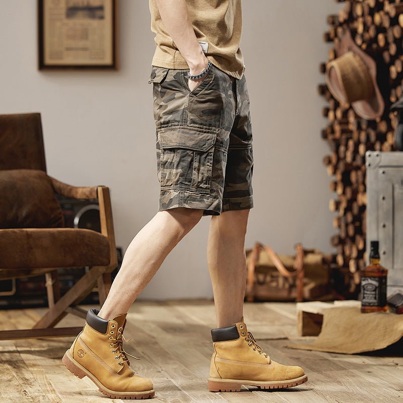 Shorts d'été amples à jambe droite style rétro américain camouflage - IVOIRART.COM