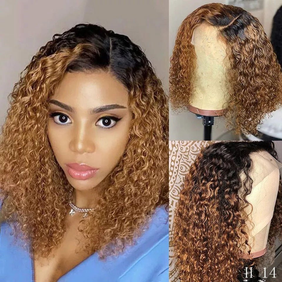 Side Part Bob Wavy Ombre Lace Wig - IVOIRART.COM