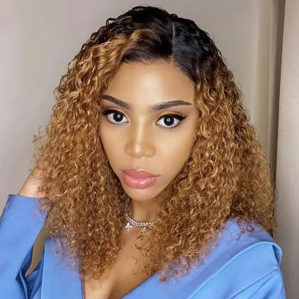 Side Part Bob Wavy Ombre Lace Wig - IVOIRART.COM