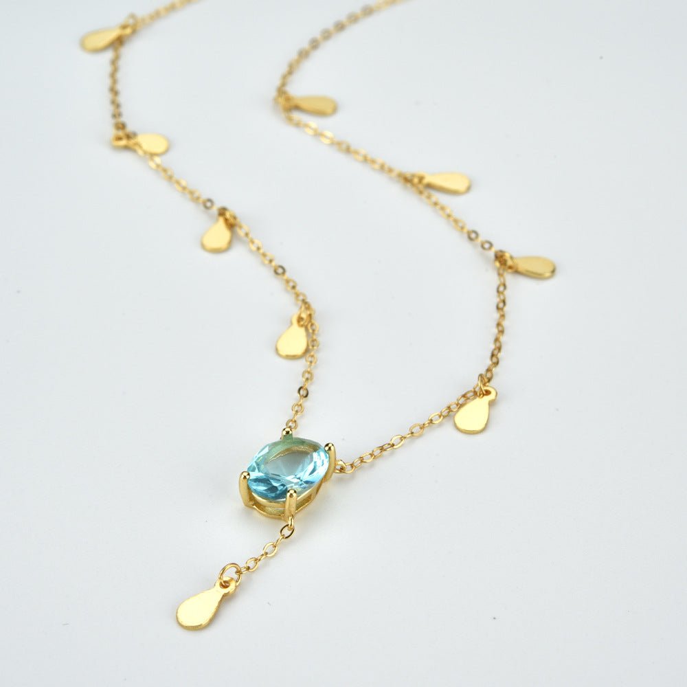 Silver Blue Diamond Fashion Necklace For Women - IVOIRART.COM
