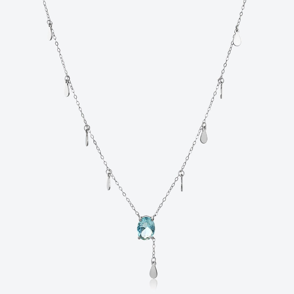 Silver Blue Diamond Fashion Necklace For Women - IVOIRART.COM