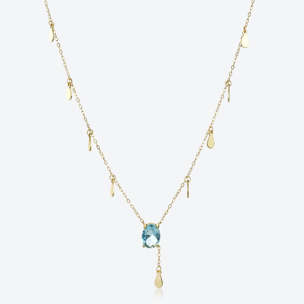 Silver Blue Diamond Fashion Necklace For Women - IVOIRART.COM