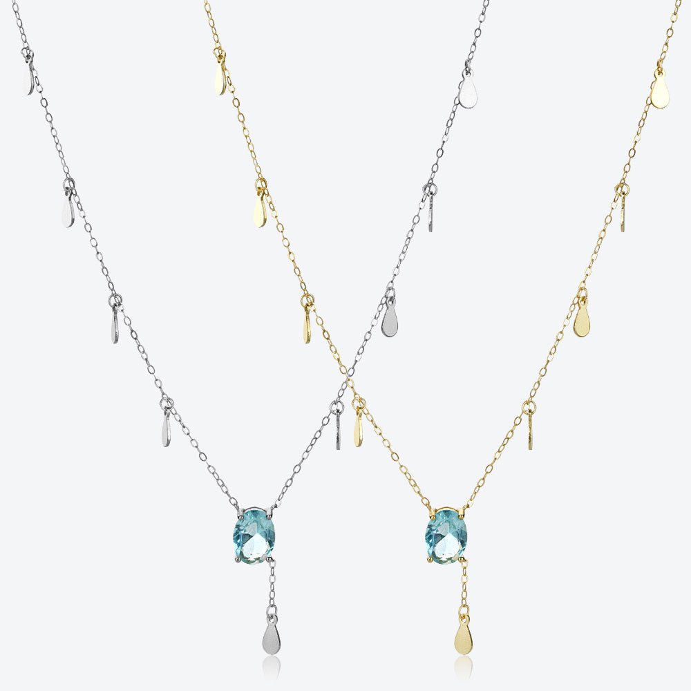 Silver Blue Diamond Fashion Necklace For Women - IVOIRART.COM