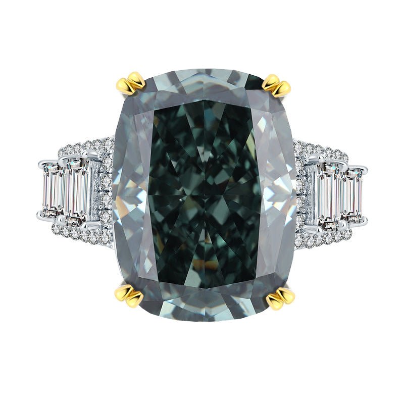 Silver High Carbon Diamond Ice Crushing Cut Fat Ring - IVOIRART.COM