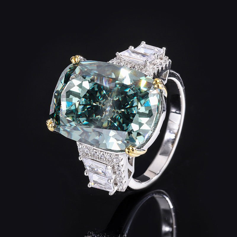 Silver High Carbon Diamond Ice Crushing Cut Fat Ring - IVOIRART.COM