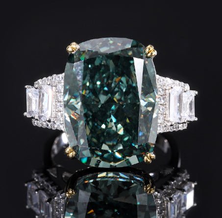 Silver High Carbon Diamond Ice Crushing Cut Fat Ring - IVOIRART.COM