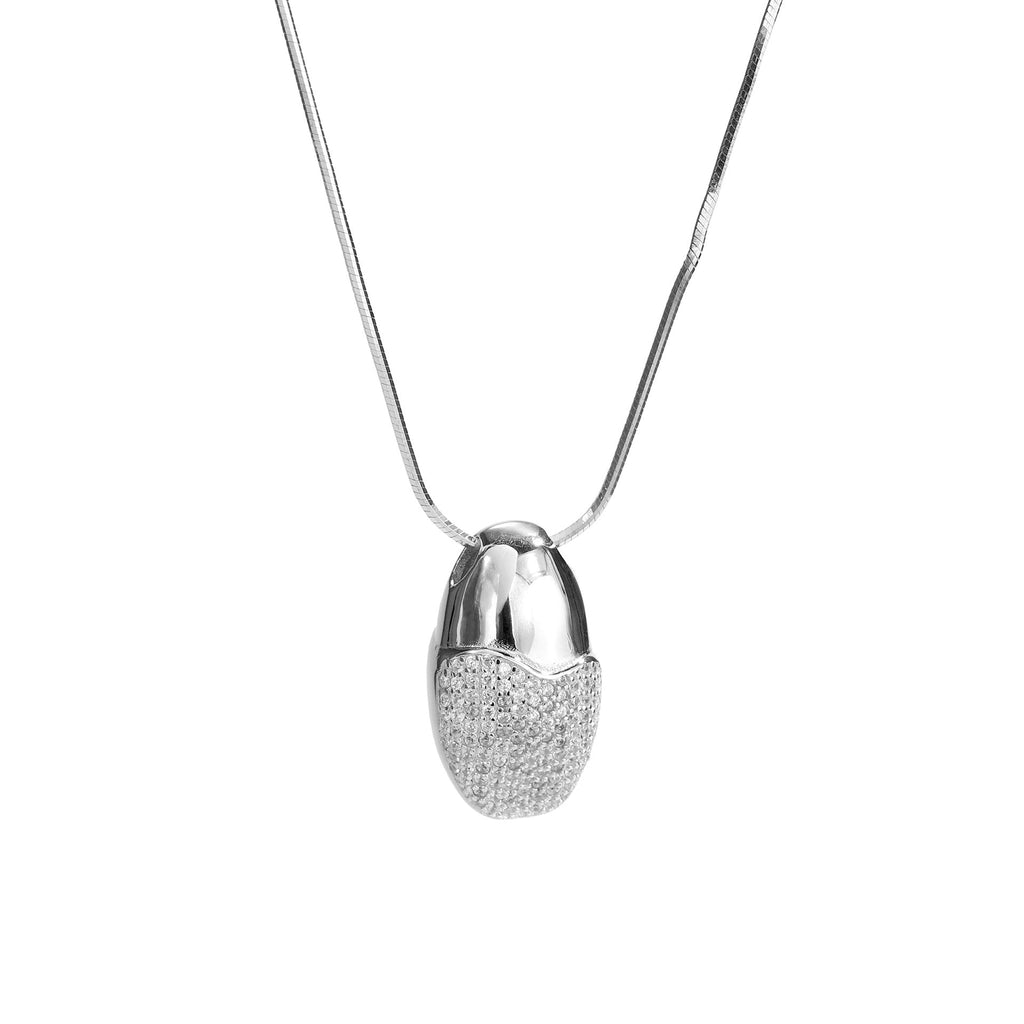 Simple Entire Sterling Silver Diamond-studded Necklace Women - IVOIRART.COM