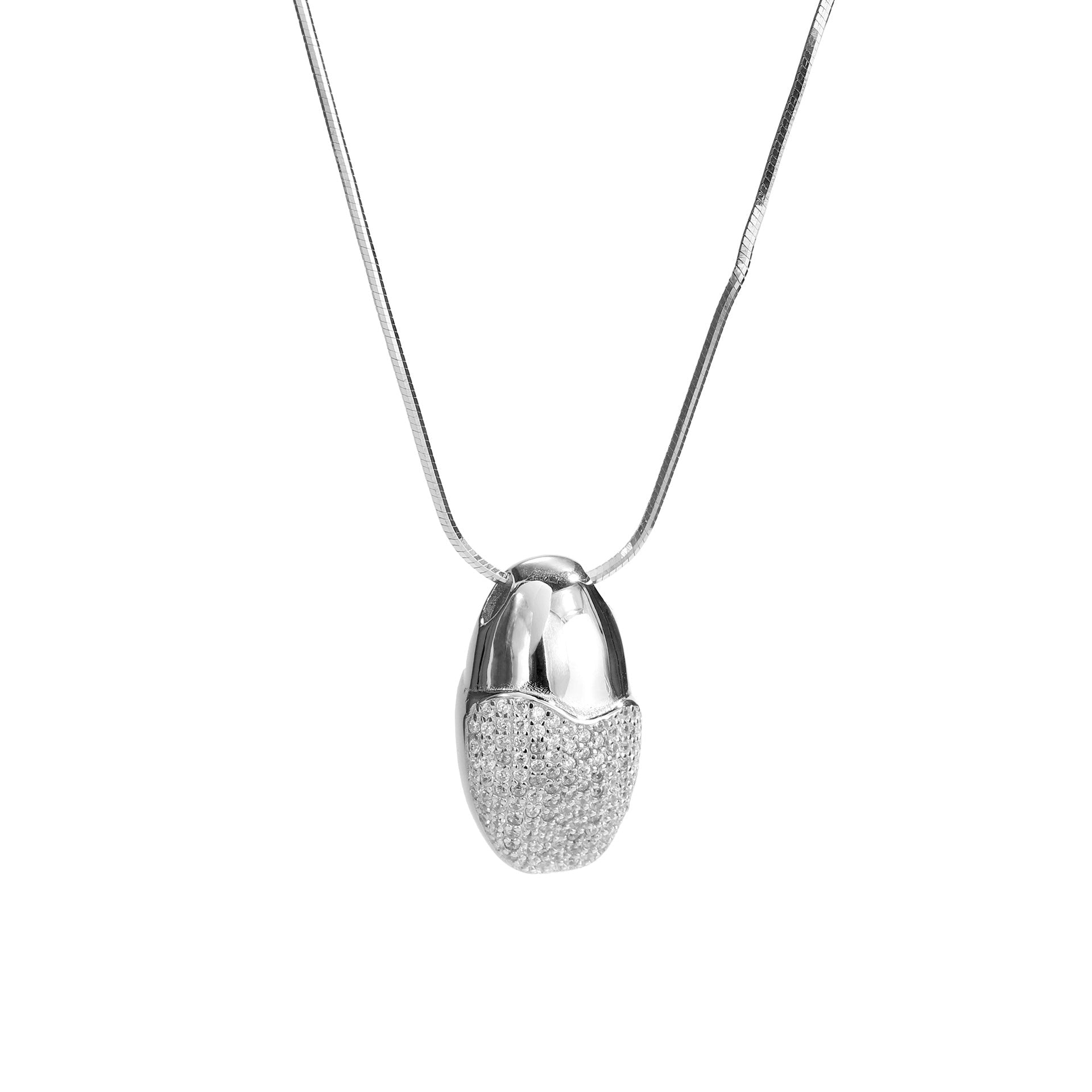 Simple Entire Sterling Silver Diamond-studded Necklace Women - IVOIRART.COM