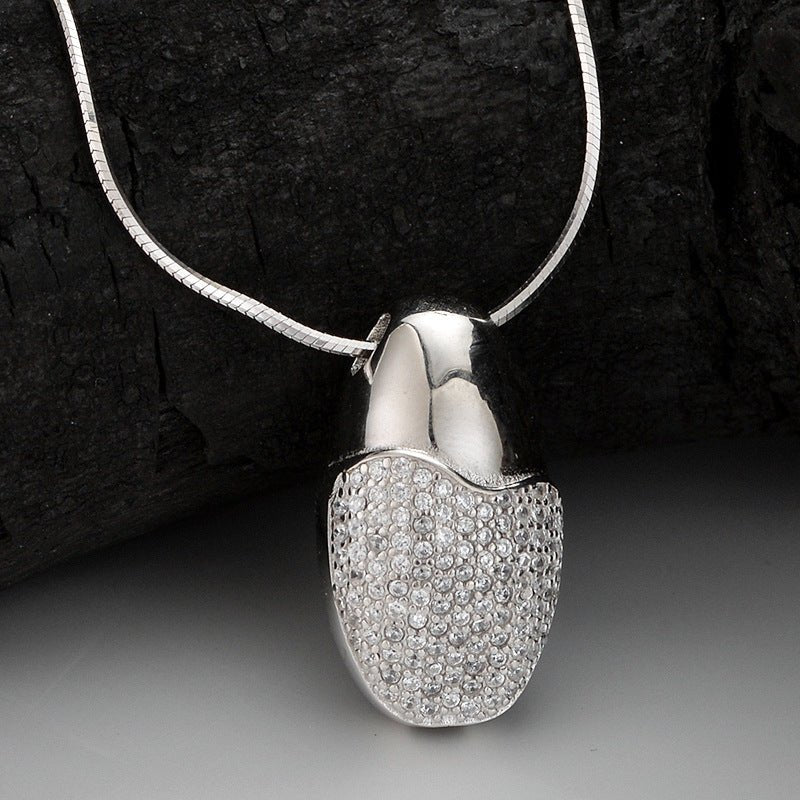 Simple Entire Sterling Silver Diamond-studded Necklace Women - IVOIRART.COM