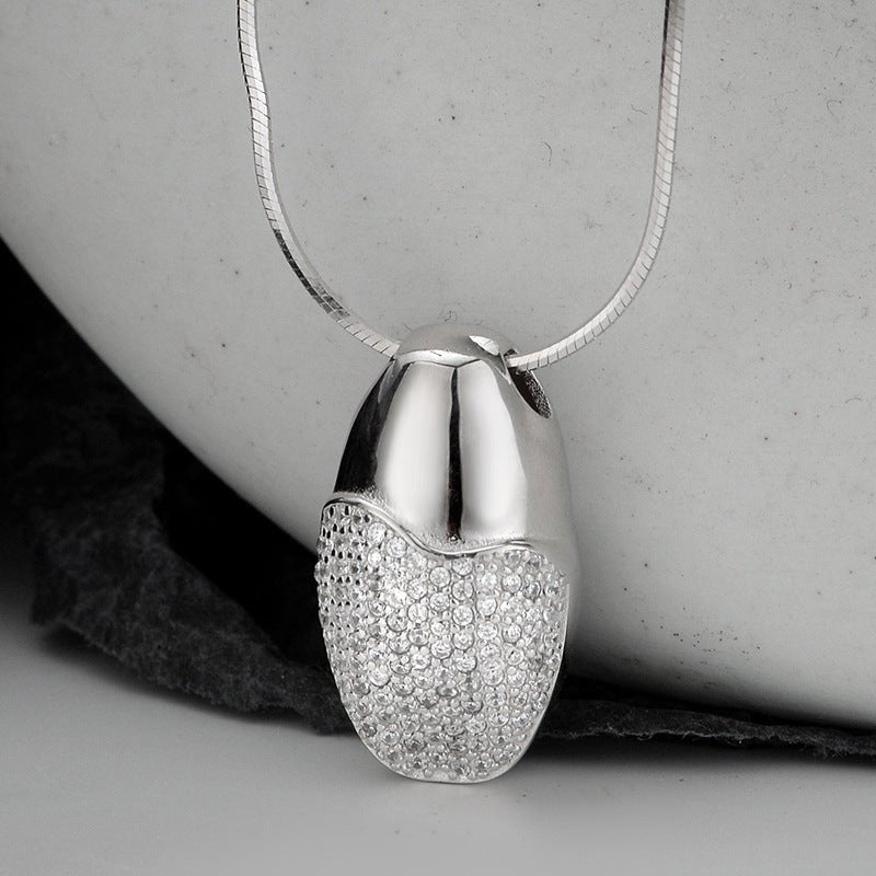 Simple Entire Sterling Silver Diamond-studded Necklace Women - IVOIRART.COM