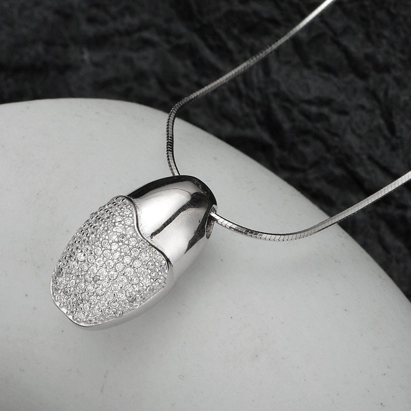 Simple Entire Sterling Silver Diamond-studded Necklace Women - IVOIRART.COM