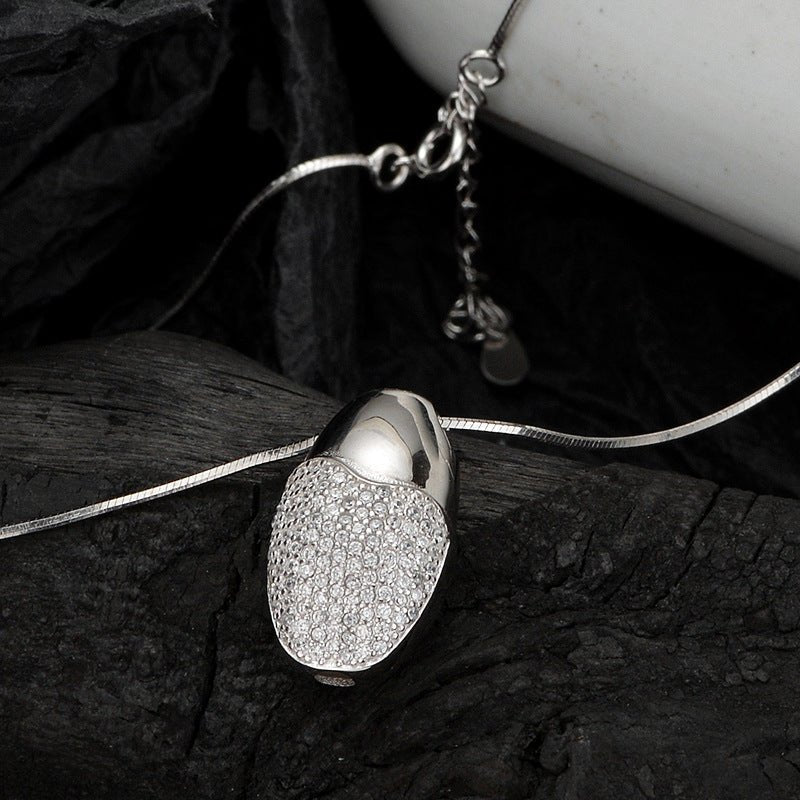 Simple Entire Sterling Silver Diamond-studded Necklace Women - IVOIRART.COM