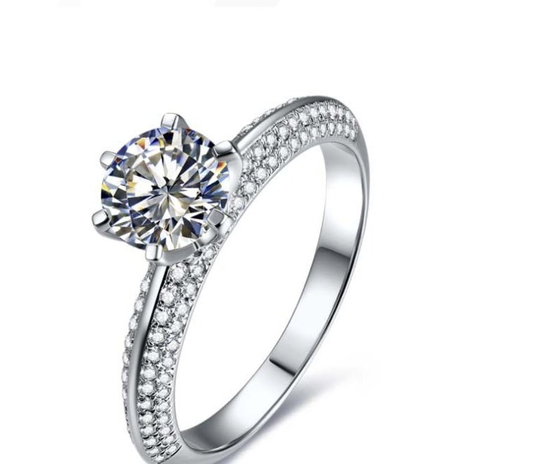 Six-claw paved with diamond luxury ring - IVOIRART.COM