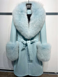 Slim-fit Leather Sheepskin Fox Fur Coat - IVOIRART.COM
