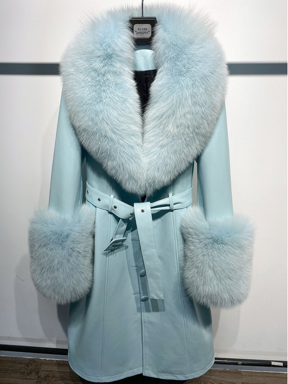 Slim-fit Leather Sheepskin Fox Fur Coat - IVOIRART.COM