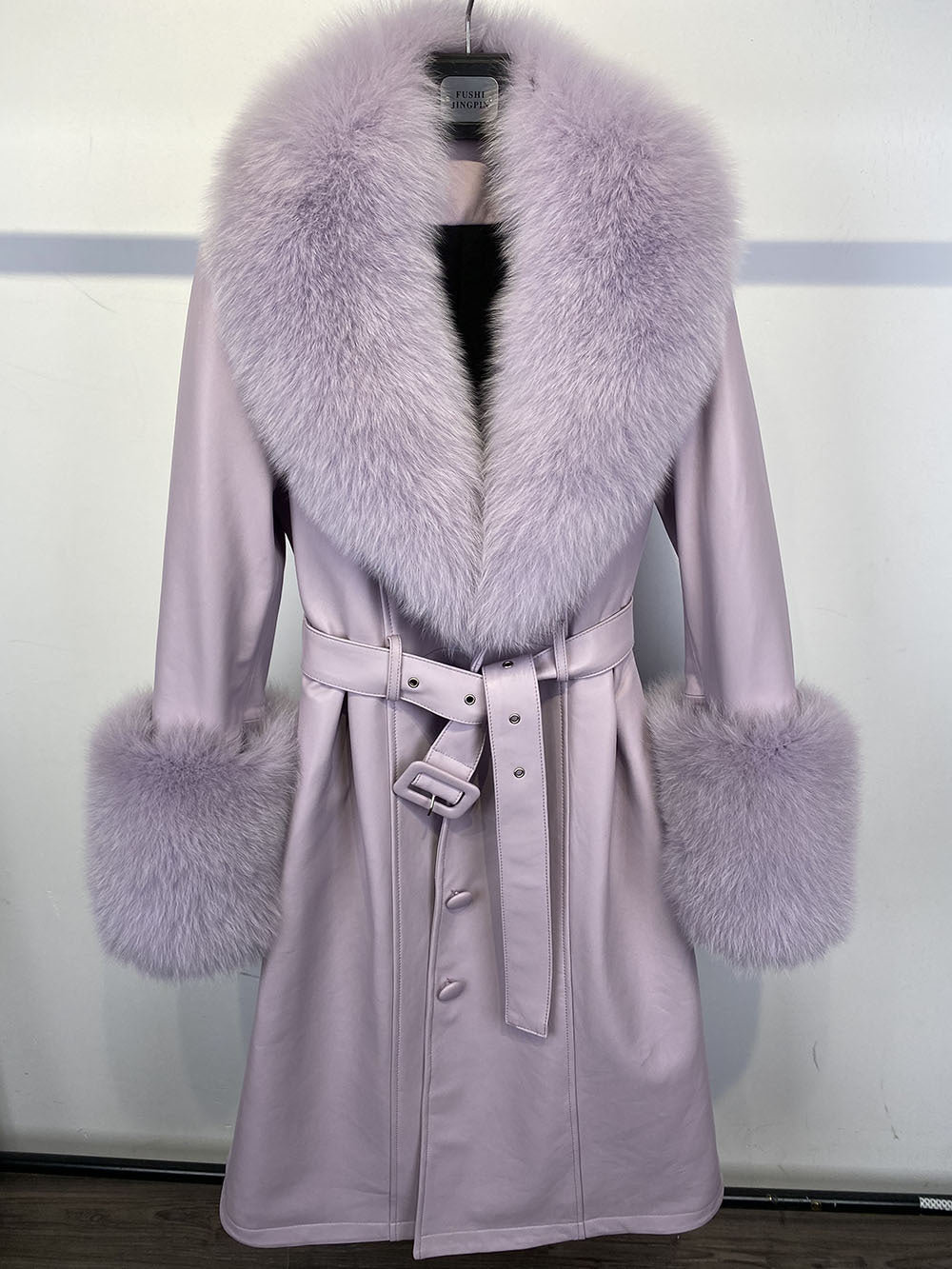 Slim-fit Leather Sheepskin Fox Fur Coat - IVOIRART.COM