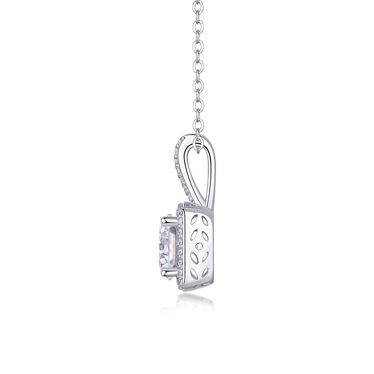 Small Square Diamond - Set With Top-quality Moissanite, Fashionable And Light Luxury Jewelry, Silver Pendant Necklace S925, Silver-plated Platinum - IVOIRART.COM