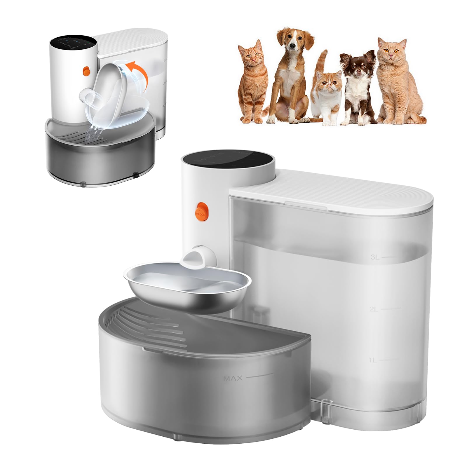 Smart Cat Water Dispenser - Stainless Steel Water Bowl, Upgraded Self-Refill Cat Water Fountain Automatic Water Dispenser Water Feeder For Cats & Small Animals, 3.5L 118.4oz - IVOIRART.COM