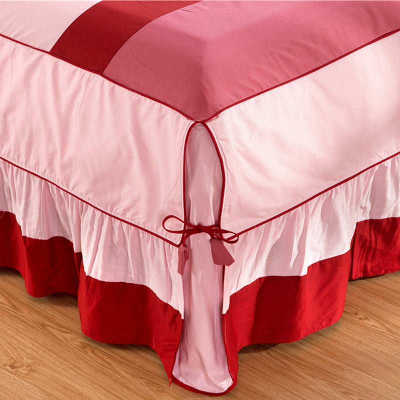 Solid color cotton bed skirt set of four - IVOIRART.COM