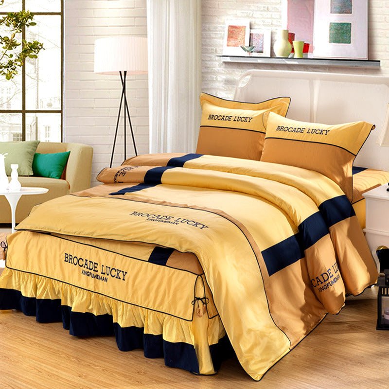 Solid color cotton bed skirt set of four - IVOIRART.COM