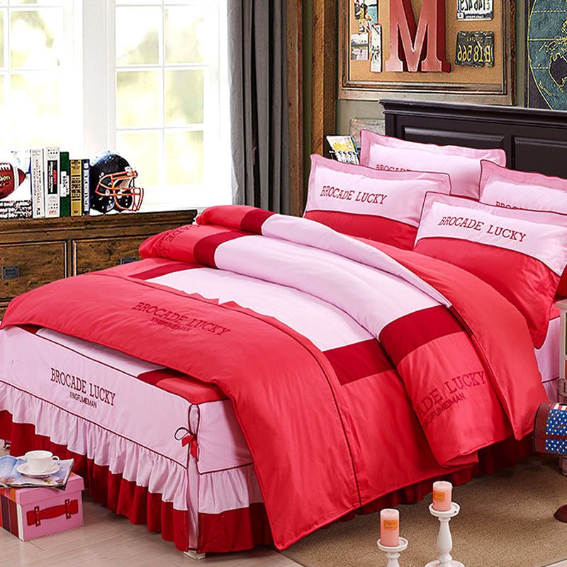 Solid color cotton bed skirt set of four - IVOIRART.COM